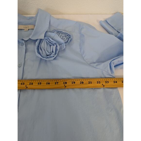 Loft Rosette Poplin Everyday Relaxed Shirt Light Blue in Lakeside Mist Size XL‎ - Picture 9 of 10